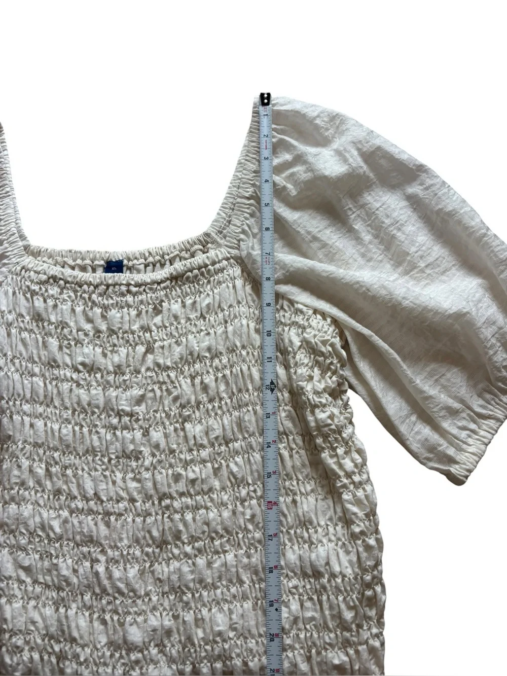 Old Navy XL Cream Smocked Puff Sleeve Square Neck Blouse Top Ivory Women Creme